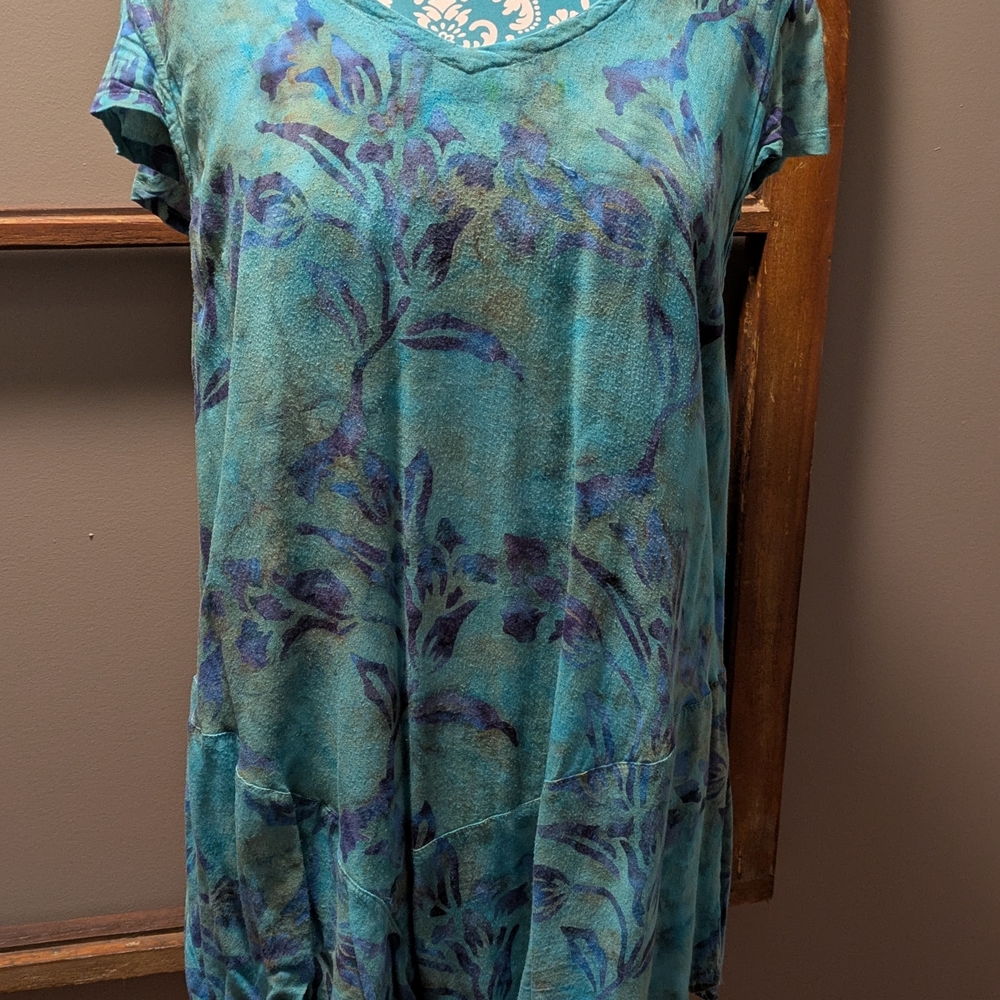 Floral Blue and Purple Women's Top